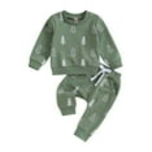 Baby Boy Christmas Tree Outfit Toddler Fall Winter Clothes Long Sleeve Crewneck Sweatshirts + Pants Clothing Sets