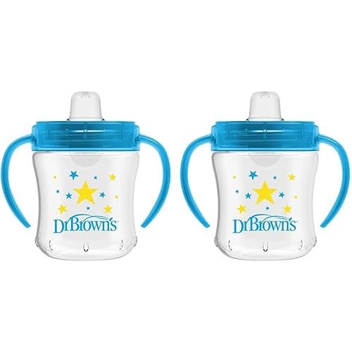 Dr. Brown's Polypropylene (PP) Transition Sippy Cup with Soft Spout - Blue - 6oz - 6m+ (Pack of 2)