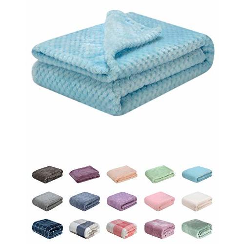 Fuzzy Blanket or Fluffy Blanket for Baby, Soft Warm Cozy Coral Fleece Toddler, Infant or Newborn Receiving Blanket for Crib, Stroller, Travel, Decorative (28Wx40L, XS-Ice Blue)