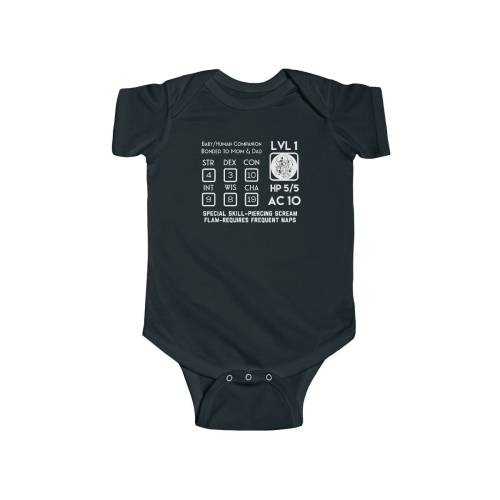 Baby DnD Character Sheet Onesie, Custom