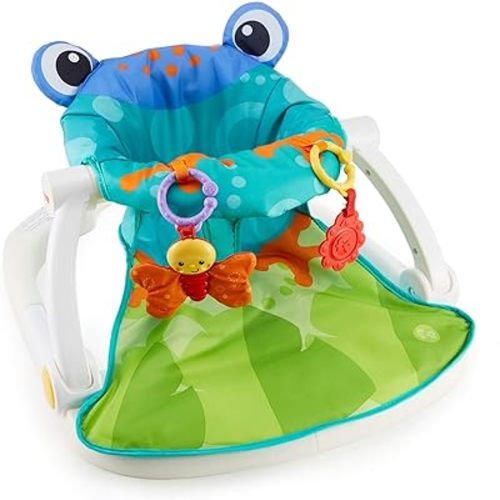 Fisher-Price Portable Baby Chair Sit-Me-Up Floor Seat with Developmental Toys & Machine Washable Seat Pad, Froggy