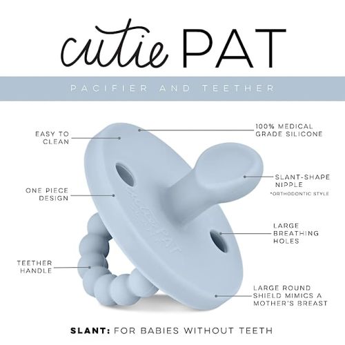 Ryan & Rose Cutie PAT Pacifier Teether (Slant, Blue)