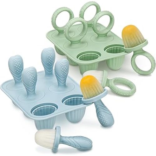 Silicone Toddlers Popsicle Molds with Sticks, 2Packs Mini Popsicles Molds for Baby Breastmilk Popsicle Molds for Teething Relief, Frozen Treats Maker Popsicle Maker Ice Pop Mold for Babies Kids