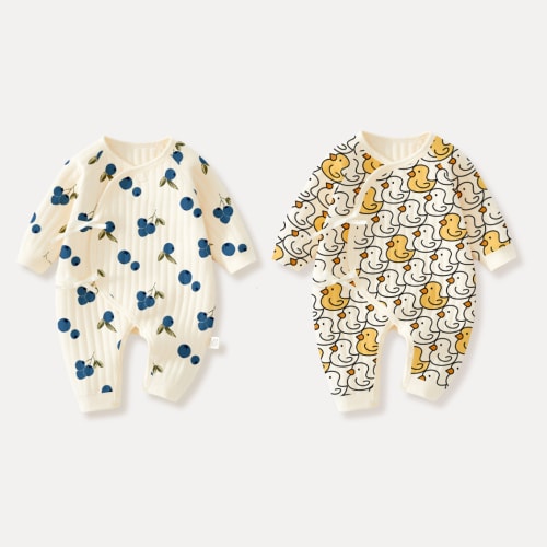 Baby Newborn Blueberry and Duck Kimono 2 piece Romper