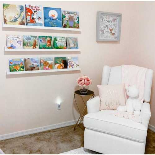 Nursery Floating Book Shelf, Nursery Shelves, handmade with solid painted Poplar wood, non-toxic, ideal for a children&#39;s nursery
