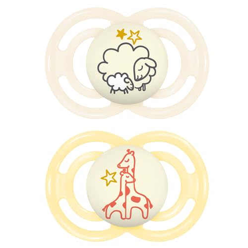 MAM Perfect Night Baby Pacifier, Patented Nipple, Glows in the Dark, 2 Pack, 6+ Months, Unisex