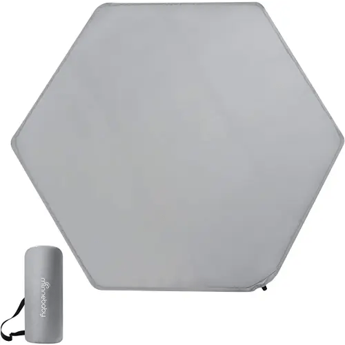 Minnebaby Hexagon Playpen Mat Compatible with hiccapop Portable Playpen & Regalo Play Yard, Self Inflating Playard Pad, Comfortable and Portable Playmat with Carrying Bag - Grey