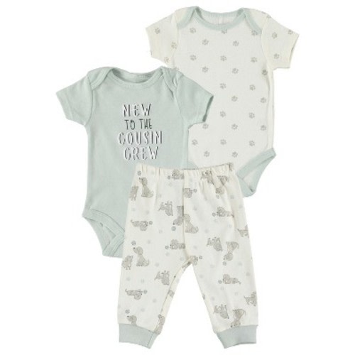 Kyle & Deena Gender Neutral Baby Clothes Layette Set Footless Sleep and Play 3 Pack Puppy Playful Doggy 3-6M