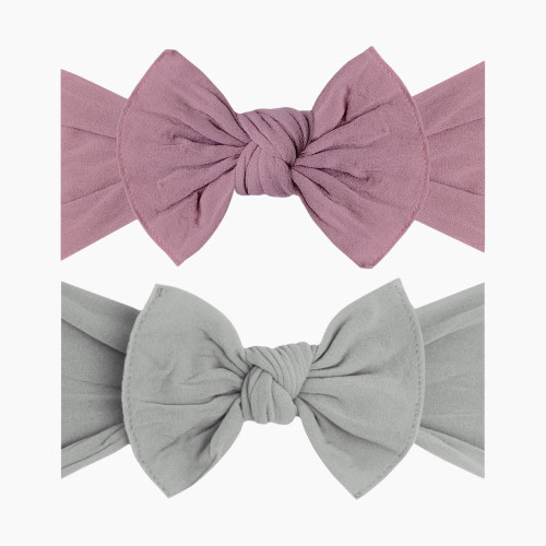 Baby Bling Classic Knot Headband Set (2 Pack) - Mauve + Grey
