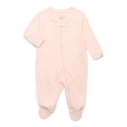 easy-peasy Baby Girls Layette Organic Cotton Footed Pajama One-Piece with Long Sleeves, Sizes 0M-9M
