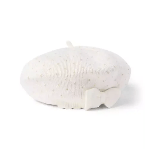 Girl Jet Ivory Dot Dot Bow Beret by Janie and Jack