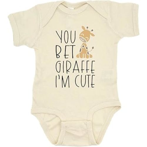 You Bet Giraffe I'm Cute Infant Beige Bodysuit