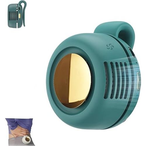 HISKI Clip on Fan,Portable Silent Mini Bladeless Electric Fan,Upgrade Clip On Mini Fan for Shirt Waist Neck, 3 Speeds Wearable Fan (Green-1PC)