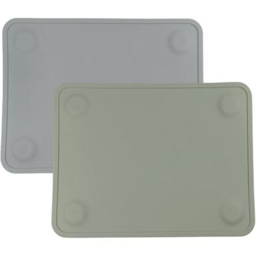 WeeSprout Silicone Suction Placemats for Babies, Toddlers & Kids - Small, 2 Pack (Matte Dark Gray & Green)