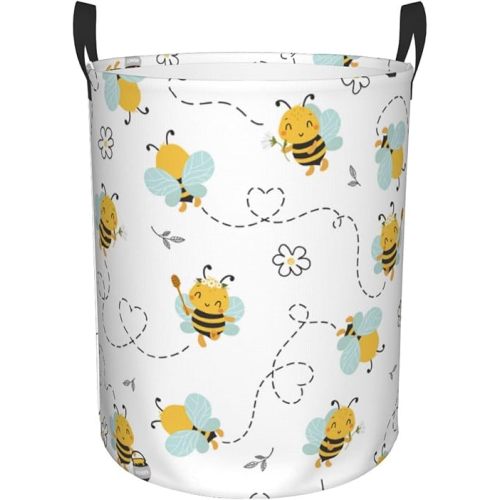 Bee And Doodle Flower Freestanding Laundry Hamper Personalized Dirty Clothes Hamper Storage Basket For Bedroom,Bathroom,College Dorm Boys And Girls Cat Dog Pet Toy Storage