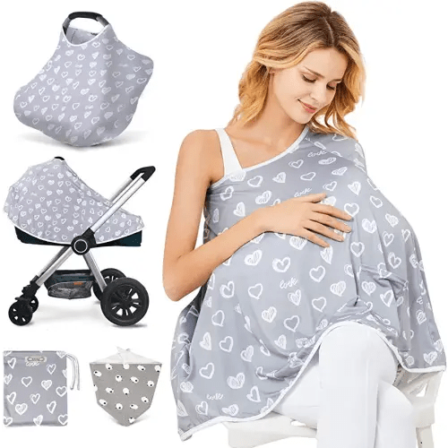 Baby Nursing Cover & Poncho - Multi-Use Privacy Cover for Baby Car Seat, Shopping Cart, Stroller
