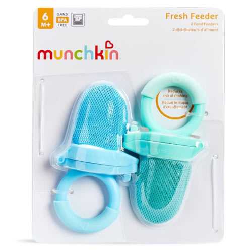 Munchkin Baby Feeder for Fresh Food and Fruit, 2 Pack, Blue/Mint