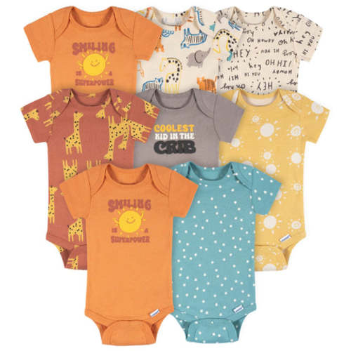 8-Pack Baby Neutral Hello Naptime Short Sleeve Onesies® Bodysuits