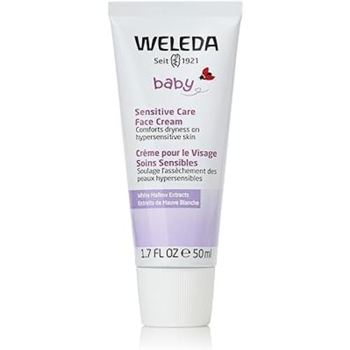 Weleda Baby Sensitive Care Face Cream, 1.7 Fluid Ounce, Plant Rich Moisturizer with White Mallow, Pansy and Sweet Almond Oil