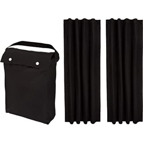 Amazon Basics Portable Window Blackout Curtain Shade with Suction Cups for Travel, 2-Pack, 78"L x 50"W, Black