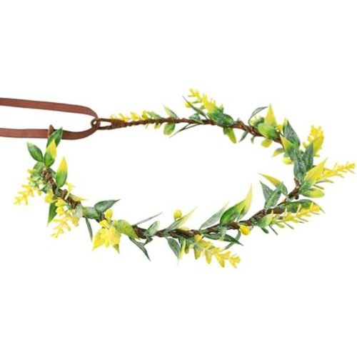 Boho Artificial Flower Leaf Crown - Floral Headband Halloween Renaissance Headpiece for Women Fantasy Costume