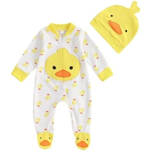 Ledy Champswiin Newborn Coming Home Outfit and Hat Baby Boy Girl Footie Romper Jumpsuit Cute Infant Clothes Set