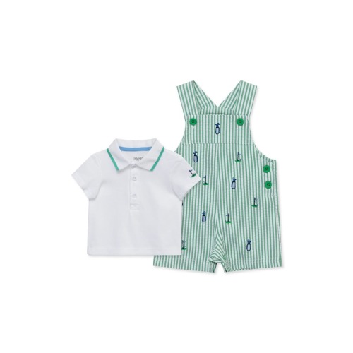 Cotton Golf Polo & Stripe Shortalls Set, 9M