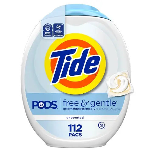 Tide PODS Free & Gentle Laundry Detergent Soap Pacs, 112 Count, Tide PODS Laundry Detergent