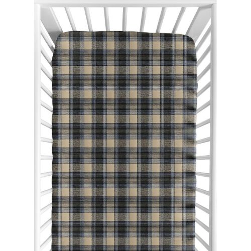 Sweet Jojo Designs Boy Baby Fitted Crib Sheet Rustic Patch Blue And Tan