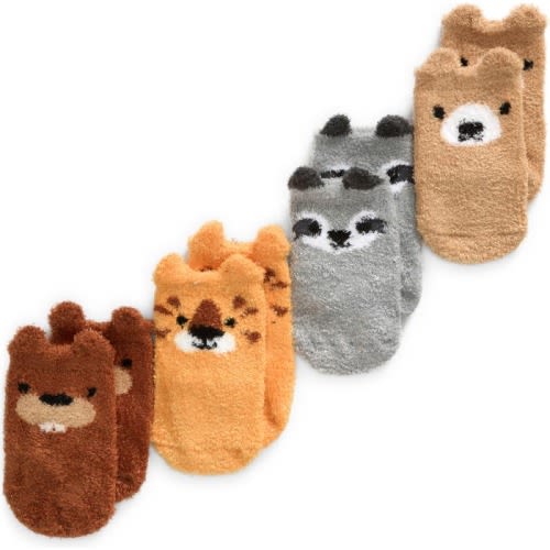 Baby Wild Free Assorted 4-Pack Chenille Socks, 0-12 M, Assorted
