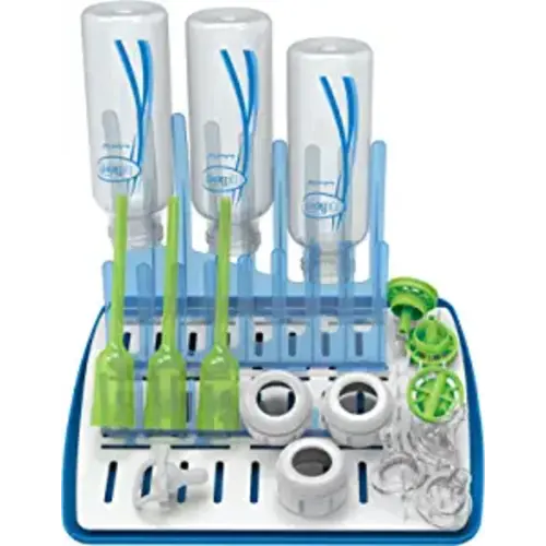 Dr. Brown’s Folding Baby Bottle Drying Rack for Easy Storage, Dry Nipples, Pacifiers and Other Baby Essentials, BPA-free - White & Blue