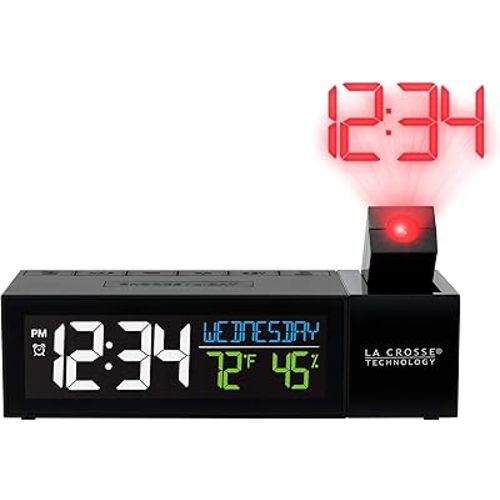 La Crosse Technology 616-1950-INT Pop-Up Bar Projection Alarm Clock with USB Charging Port