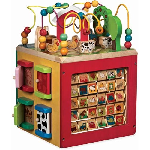 Battat - Activity Cube With Farm Theme - Educational Wooden Toys For Toddlers And Kids - 1 Year + - Standard