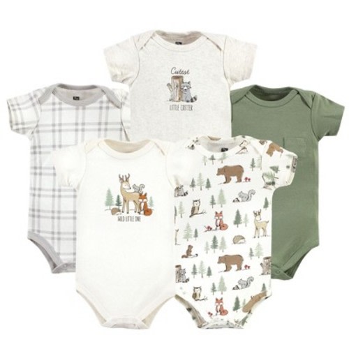 Hudson Baby Unisex Baby Cotton Bodysuits, Forest Animals 5-Pack, Size: 6-9 months