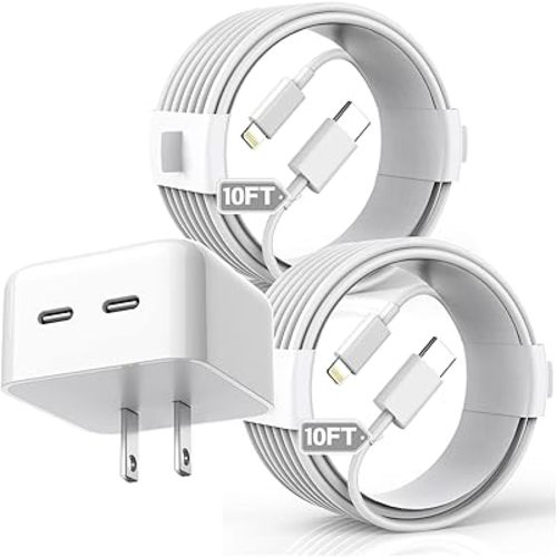 Fast Charger iPhone, 40W Dual Port Foldable USB-C Fast Wall Charger Block [MFi Certified] 2pack 10FT Extra Long TypeC to Lightning Cable Cord Fast Charging for iPhone 14/13/12/Pro/Max/11/XR/SE 2022
