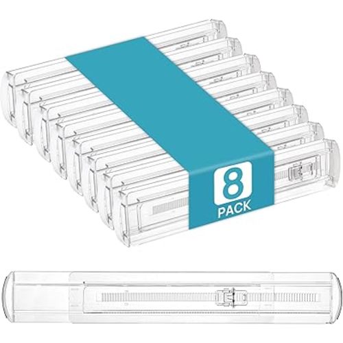 Vtopmart 8 Pack Drawer Dividers for Shallow Drawer, Adjustable 2.3" High Expandable from 12.9"-21.4" Drawer Organizer, Clear Plastic Drawer Separators in Bedroom/Bathroom/Kitchen/Vanity/Office Storage