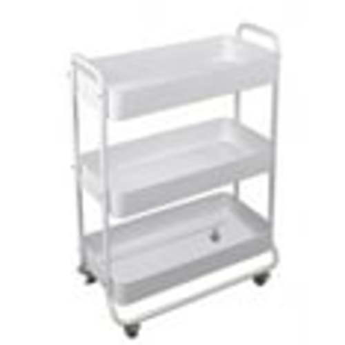 Mainstays Wide 3 Tier Metal Utility Cart, White, Metal Laundry Baskets, Adult and Child Easy Rolling