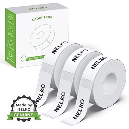 NELKO Genuine P21 Label Maker Tape,14x40mm, 3-Roll, White