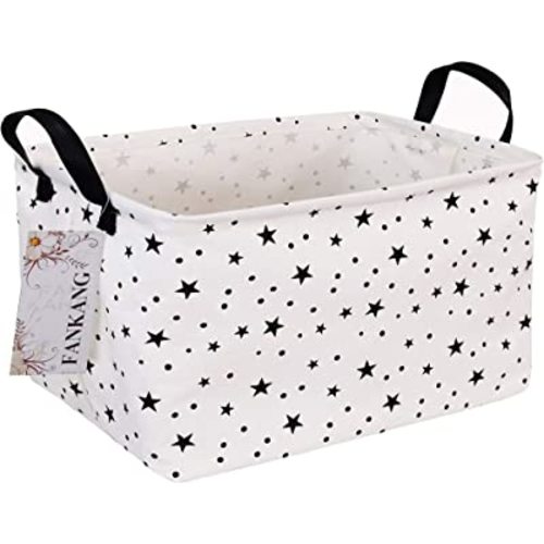 FANKANG Storage Basket,Nursery Hamper Canvas Laundry Basket Foldable with Waterproof PE Coating Storage, Office, Bedroom, Clothes,Toys (Rec-Star)