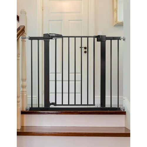 Babelio Baby Gate for Doorways and Stairs, 26-40" Auto Close Dog Gate, Easy-Install Pressure Mounted Satey Door, No Drilling Safety Gate for Child and Pets, Black