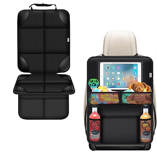 Meolsaek Car Seat Protector for Child Car Seat + Kick Mats with Organizer, Waterproof 600D Backseat Protector Seat Cover