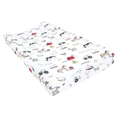 Hudson Baby Unisex Baby Cotton Changing Pad Cover, Farm, One Size