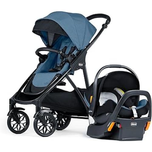 Chicco Corso LE ClearTex Modular Travel System with Corso LE Stroller & KeyFit Max ClearTex Infant Car Seat and Base, Stroller and Car Seat Combo | Tidal/Blue