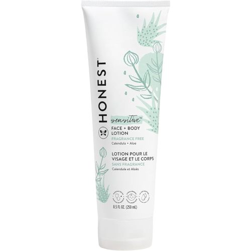 The Honest Company Hydrating Face + Body Lotion | Fast Absorbing, Naturally Derived, Hypoallergenic | Fragrance Free Sensitive, 8.5 fl oz