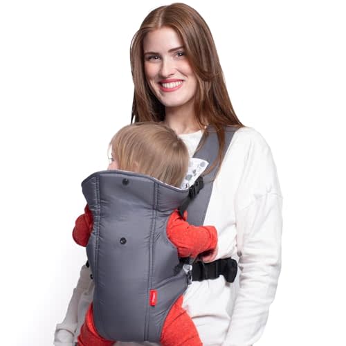 Nuby Classic Baby Carrier: Newborn to Toddler |Face-in and Face-Out Carrier | Grey | Lightweight & Comfortable |Removeable Baby Drool Bib | 8-35 lb. (3.6-14 kg)