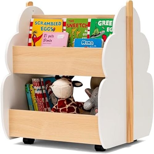 Costzon 2-Tier Kids Bookshelf Wooden Book Rack Montessori Shelf