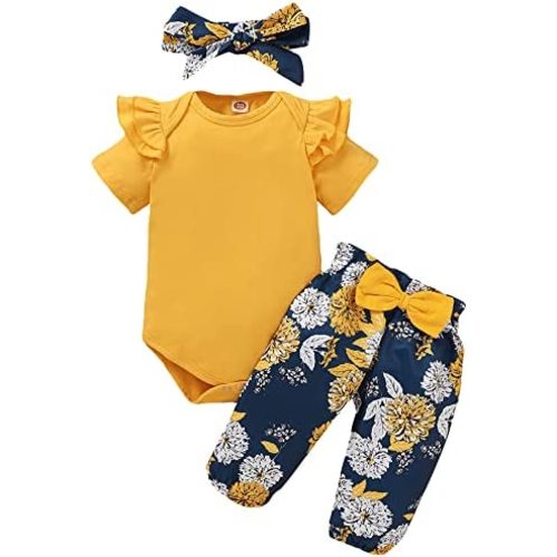 Infant Baby Girl Clothes Newborn Girl Outfit Long Sleeve Romper Pants Set Cute Baby Clothes for Girls Fall/Winter