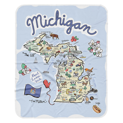 Michigan Baby Blanket, Michigan Map Baby Blanket - Jersey, Customizable Baby Blanket, Michigan Baby Gift, Personalized Blanket