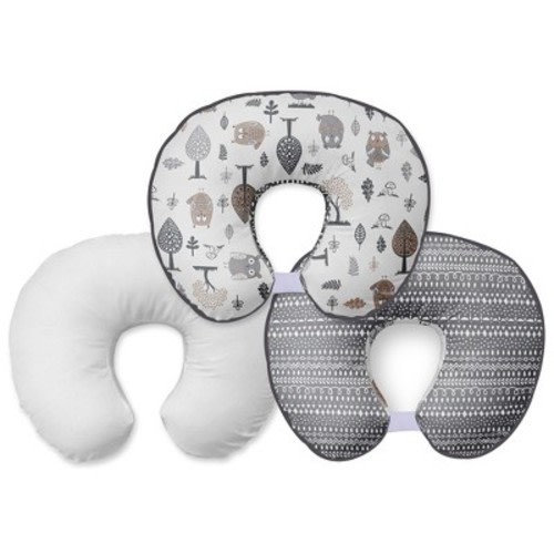 Bacati - 3 pc Owls Beige/Gray Neutral Hugster Feeding & Infant Support Nursing Pillow