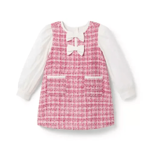 Girl Sugar Beet Pink The Tweed Bow Dress by Janie and Jack